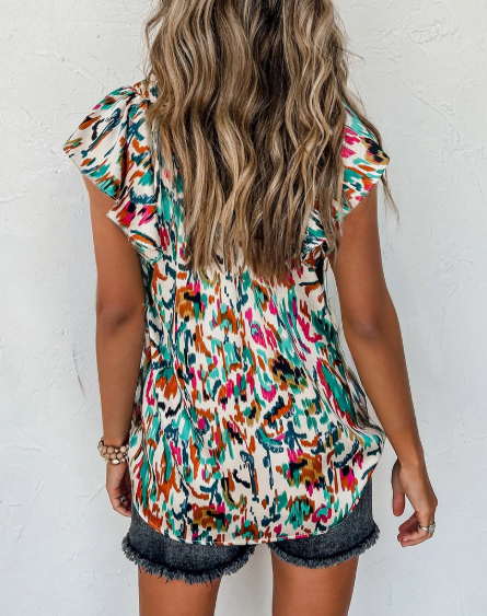 "ASHLEIGH" RUFFLE SLEEVE BLOUSE