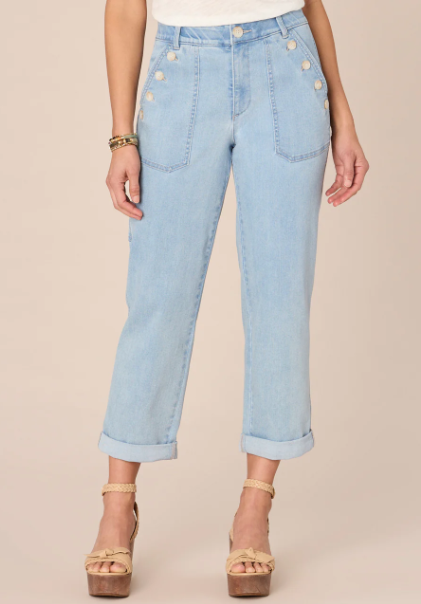 "Ab"solution High Rise Repreve Straight Leg Jean with Roll Cuff
