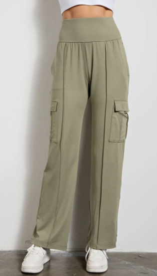 Butter Straight Leg Cargo Pants - SAGE GREEN